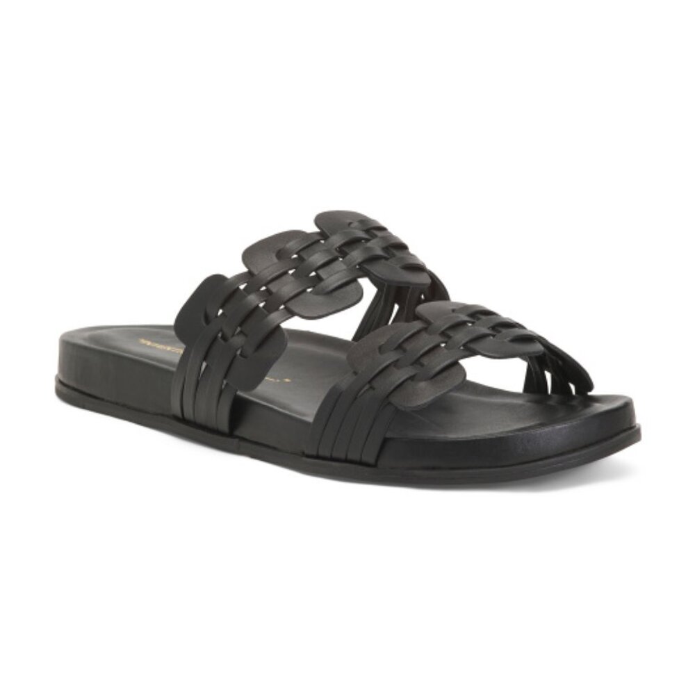 INTENTIONALLY BLANK Made In Brazil Leather Brian Woven Slide Sandals
